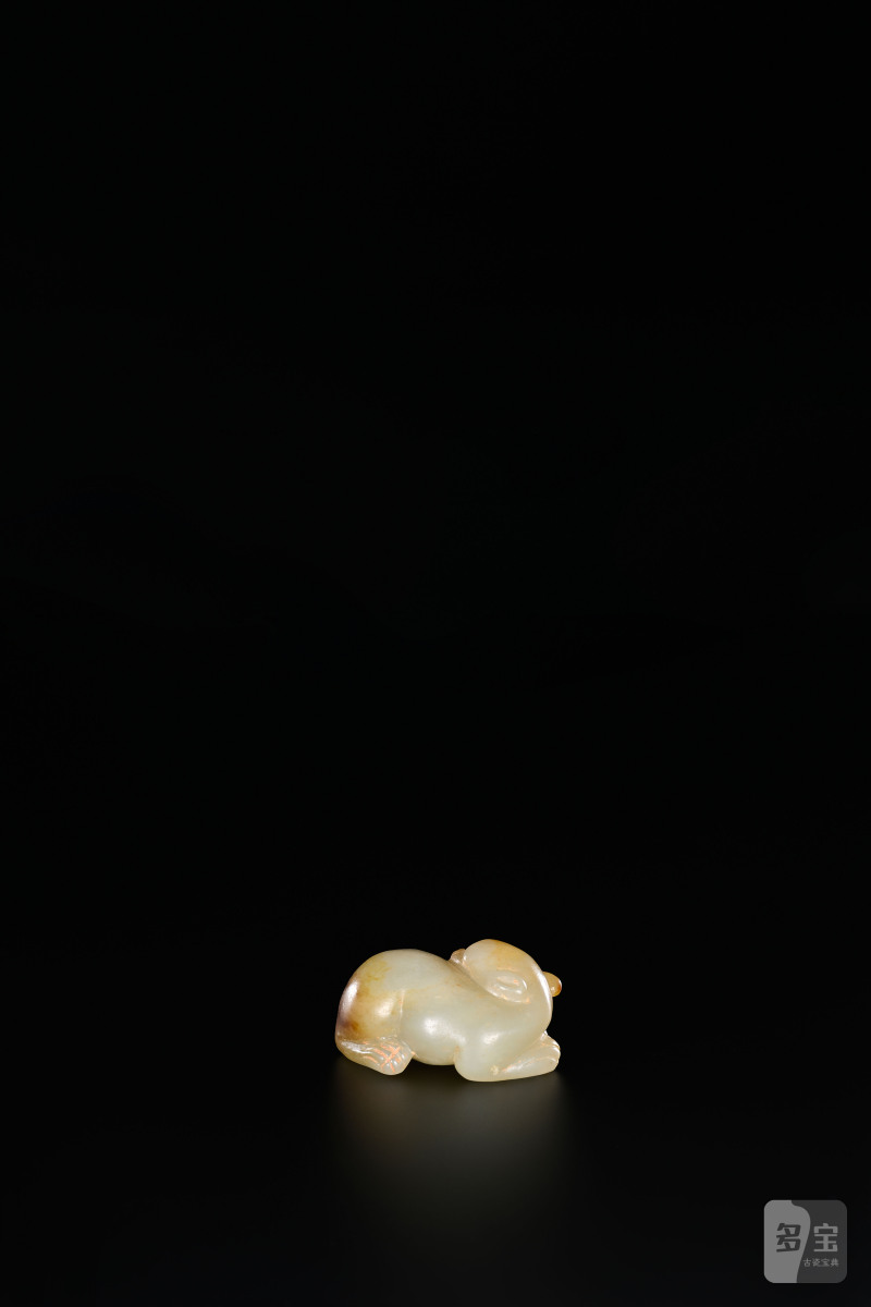明 白玉红沁卧獾 - 图4